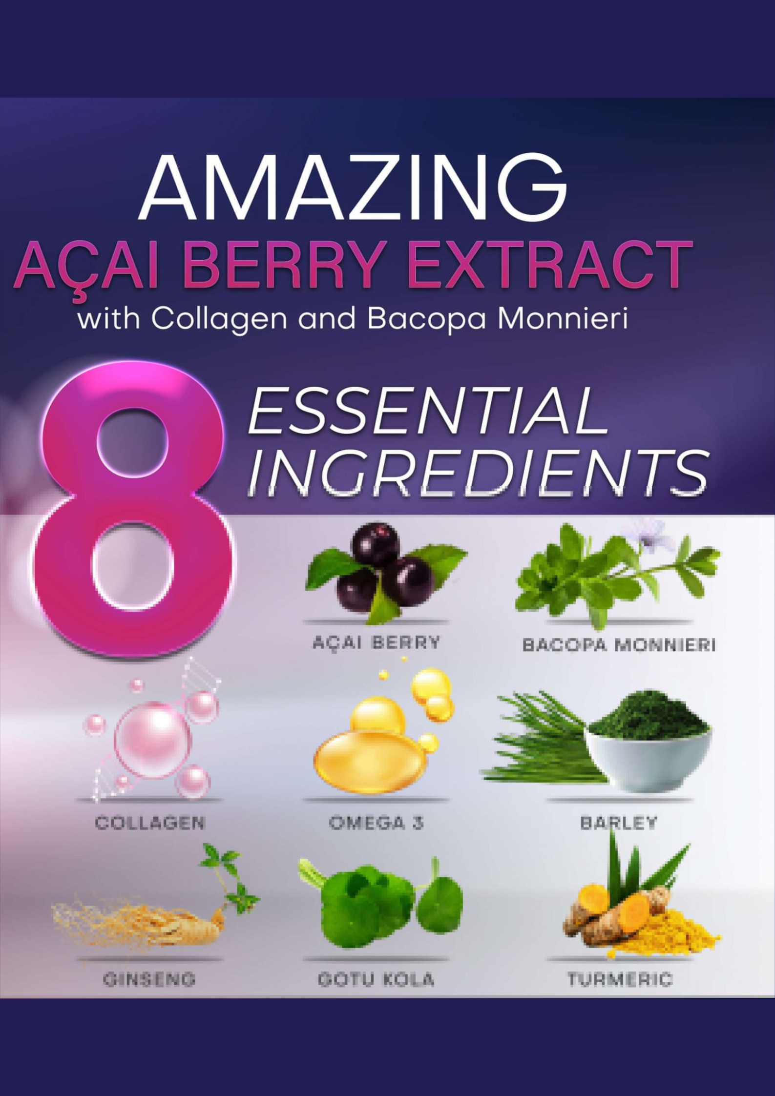 Amazing Acai Berry Extract with Collagen and Bacopa Monnieri 