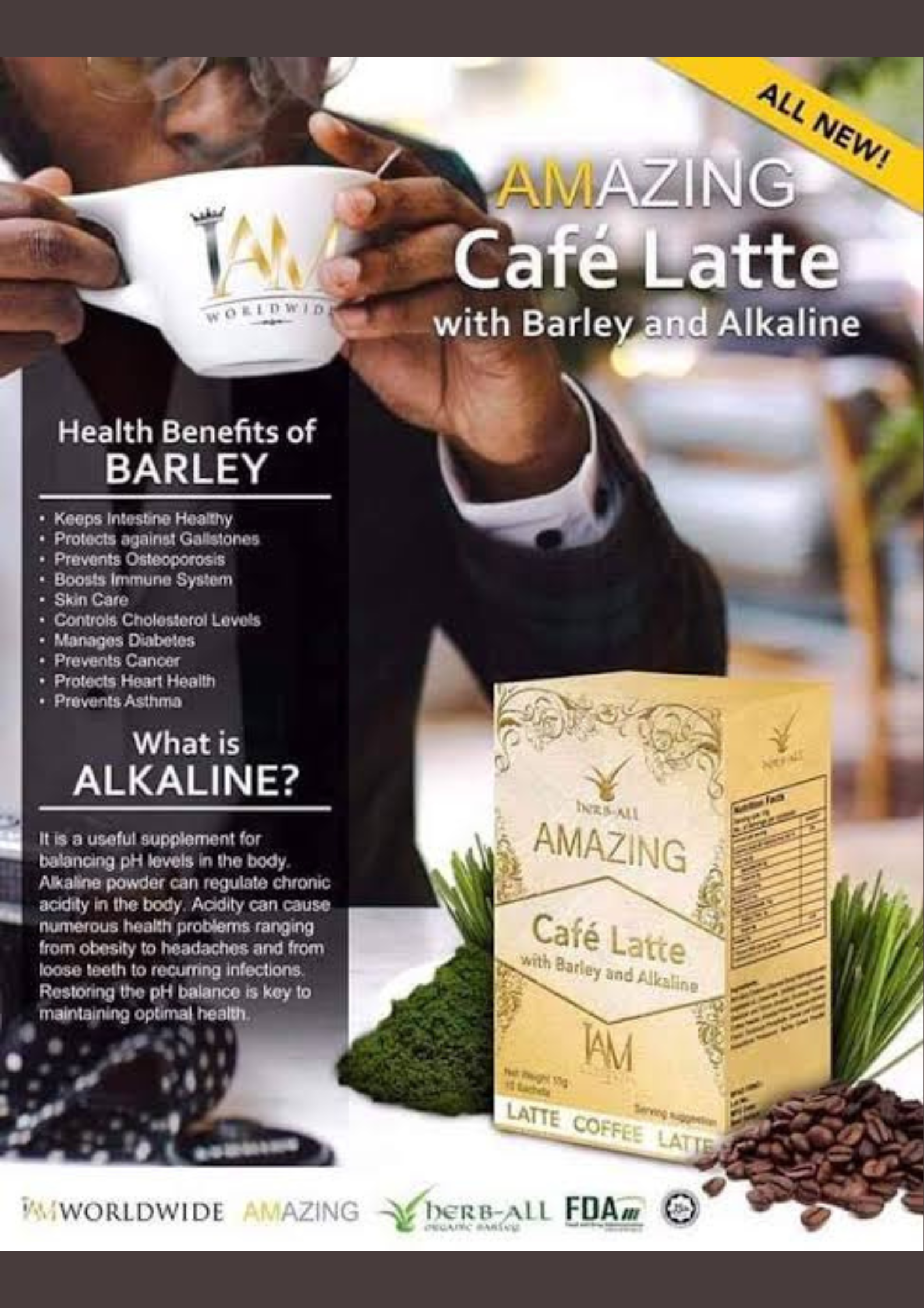 Amazing Cafe Latte with Barley and Alkaline